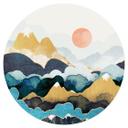Wallsticker bjergtop over skyerne - SpaceFrog Designs - Rund