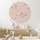 Fortryllede enhjørninger med kirsebærblomster Wallsticker - Kikki Belle - Rund – print på aluminium