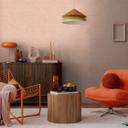 Papier peint intissé moderne - motif à rayures fines en terracotta & greige