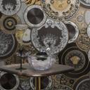 Versace ikke-vævet tapet Art De La Table Baroque Circles Medusa Meander Black Gold