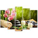 5 stykke lærred print Zen Spa Stones blomster