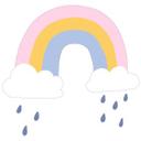Muursticker Wolken met Regenboog