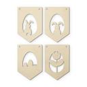 Decoración en madera álamo - cadena de banderines de Pascua (set de 4) incl. cuerda de algodón