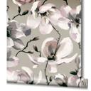 tapet, non-woven blomstertapet Flora grå, beige