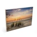 Cuadro de madera duna en la playa al atardecer