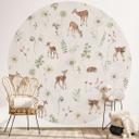 Lille hjort blandt blomster tapet - Kikki Belle - Round - vliesetapet/selvklæbende non-woven tapet