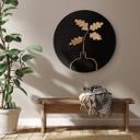 Tableau sur alu-Dibond rond 1X Studio - Feuilles de chêne doré dans un vase