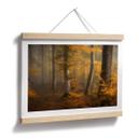 Póster Hojas doradas en un bosque brumoso - Maier