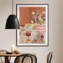 Póster bodegón de verano con flores y vino - Goed Blauw