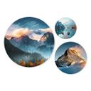 Glasbilder-Set Blick auf die ruhigen Berge (3-teilig) - Rund