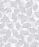 Papel pintado no tejido 3D, hojas naturaleza floral mate en gris