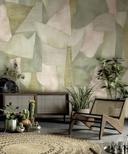 Fototapet Abstrakte geometriske former i salviegrøn beige rose 2,7 x 2,12 m