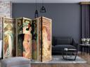 Skærm som rumdeler - Alphonse Mucha. Kvinder , 5-delt - 225x172 cm