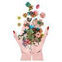 Wallsticker Væg-tatovering Treechild - farverige blomster i Fridas hænder