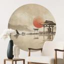 Vinilo decorativo Templo japonés al amanecer - Roze - Redondo