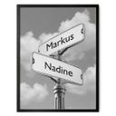 Póster texto personalizado - placa de calle blanco y negro