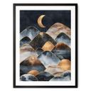 Póster Fredriksson - Montañas bajo la luz dorada de la luna