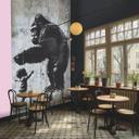 Urban art gorilla child wallpaper - street art i gråsort - Ikke-vævet tapet, der kan udvides