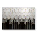 Geborsteld Alu-Dibond met goud-, zilver- & kopereffect - Hexagonen: zwart en grijs - Fredriksson