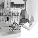 Fototapet - Rundt Love your City - Hamburg sort og hvid - vliesetapet/selvklæbende non-woven tapet