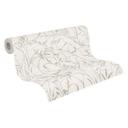 Papier peint intissé Fée Wild Free crème vert gris métallisé - herbes fleurs sauvages salon entrée c