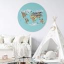 Vægcirkel Braun - World Map – print på aluminium (Alu-Dibond)