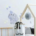 Wallsticker Baby elefant med hjerter (blå) som er selvoplysende i mørke - vægprint