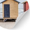 Wallsticker kystcharme - farverige hytter ved havet - skudt af Clint - rund