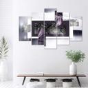 5 stykke lærredstryk Abstrakt Violet Grey
