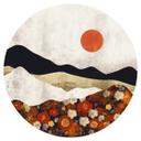 Vinilo decorativo Paisaje otoñal de montaña - SpaceFrog Designs - Redondo