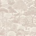 Landskabstapet creme taupe - Ikke-vævet tapet med illustration af naturmotiv