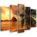 5 stykke lærredsprint Palmetræer Sunset Orange