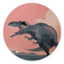 Cuadro de madera Dinosaurio Giganotosaurus Redondo - Marrón