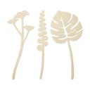 Décoration en bois placage peuplier Fleurs tropicales (3 parties) Hauteur 30 cm