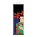 Póster de tela mujer con corona de flores rojas y pájaro - Hülya - Panorama
