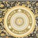 Versace design tapet i guld og sort non-woven tapet med blomstret medusa hoveder