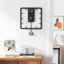Holz-Wanduhr mit Pendel | MDF | mattschwarz, quadratisch, 52 x 40 cm