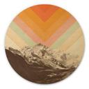 Cuadro de madera naturaleza - Retro paisaje de montaña redondo - Bodart