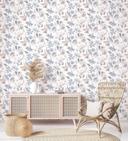 Tapet, non-woven blomstertapet Flora hvid, lilla