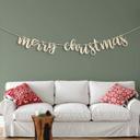 Cadena de banderines de decoración navideña Feliz Navidad - madera de álamo incl. cuerda de algodón