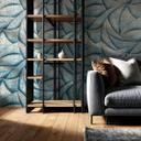 Papel pintado no tejido en azul, plata ondas de aspecto 3D gráfico moderno