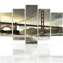 Lærredstryk 5 styk, Golden Gate Bridge
