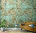 Vintage stil tapet Beige, Blå,Ornamental 2.70 x 1.59 m