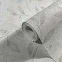 Non-woven tapet med bladmønster og metallic-effekt i hvidt blomstermønster 