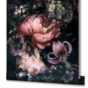 Sort blomstertapet Fototapet til stue Soveværelse 2,70 x 1,59 cm