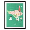 Plakat Kort over Bali - Rivers
