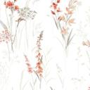 Ikke-vævet tapet blomster, blade blomstret natur mat i hvid rød