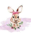 Poster Lapin rose + Texte à personnaliser