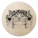 Cuadro de madera Dulce gato con patas de corazón - Korenkova - Redondo