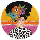 Fotobehang Vrouw met kleurrijke bloemenkroon - Hülya - Rond - Zelfklevend/niet-geweven